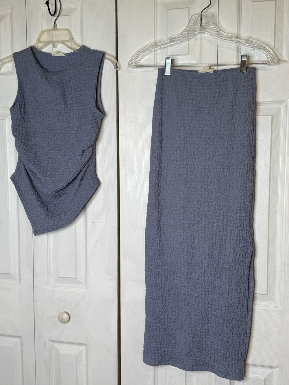 Sleeveless Asymmetrical Top and Maxi Pencil Skirt, Textured, Mixed Sizes